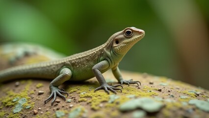 Fototapeta premium Lizard On Rock In Natural Habitat