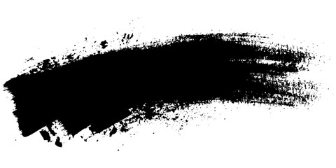 Bold black paint stroke across a white background creates a striking artistic contrast