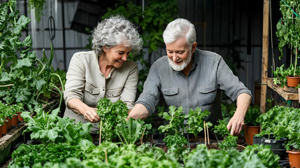Fototapeta premium Senior Couple Gardening Together