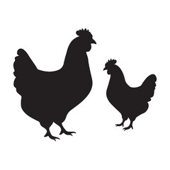chicken silhouette vector icon art illustration, rooster hen vector icon on white background
