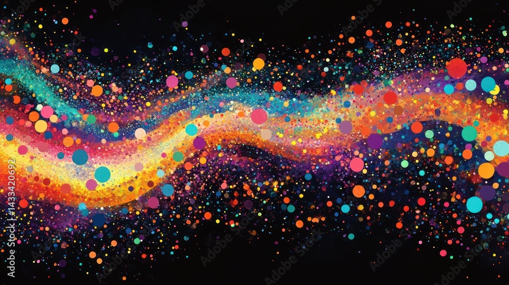 Aufkleber abstract colorful circles flow dynamically creating vibrant, festive, energetic design element on ba