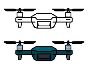 Fototapeta premium Green and black outlined drones vector, detailed design elements