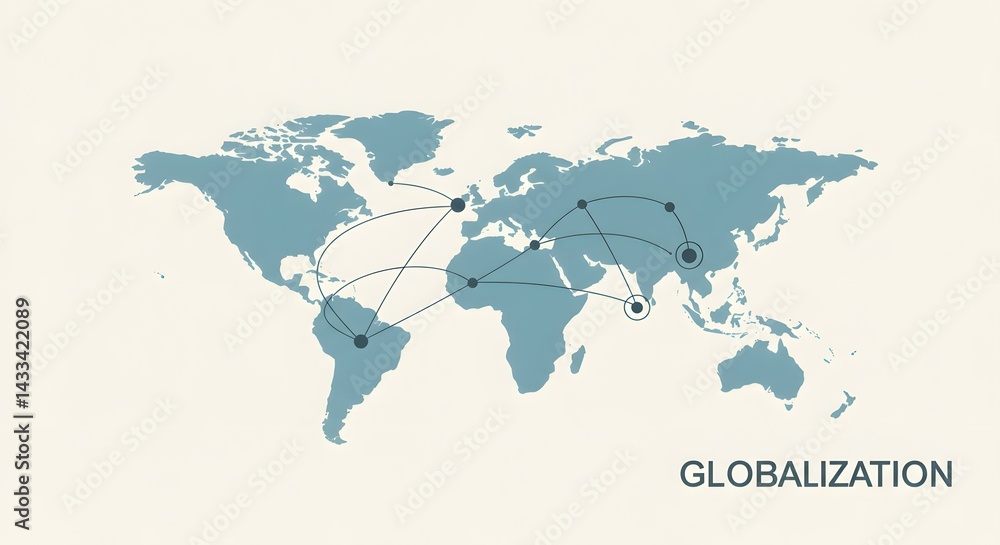 Poster globalization a visual representation of interconnectedness and global networks in the modern world