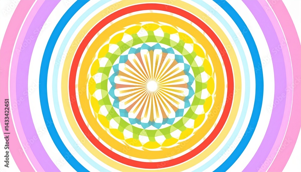 Poster vibrant colorful circular patterns digital art graphic design abstract environment frontal view visu