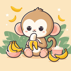 vector image of a cute monkey