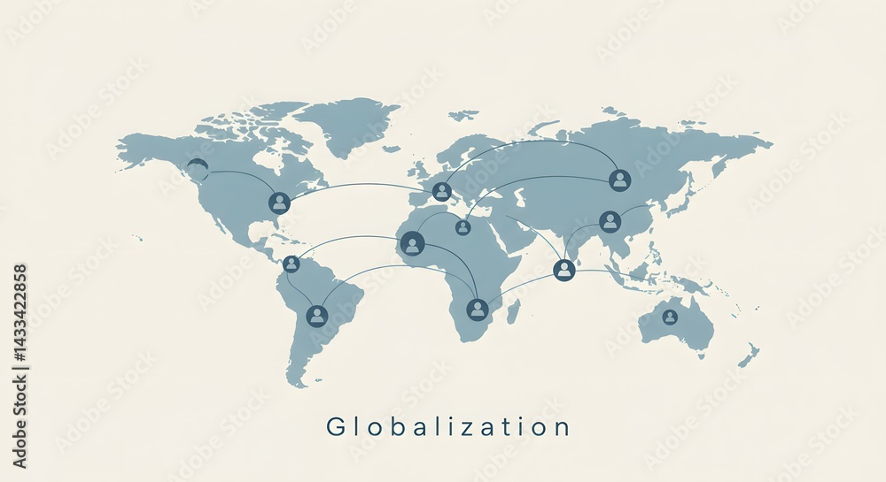 Poster globalization a visual representation of interconnectedness and global communication networks