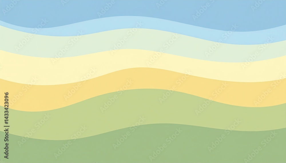 Poster calm wavy patterns abstract landscape digital art minimalistic design subtle colors serenity