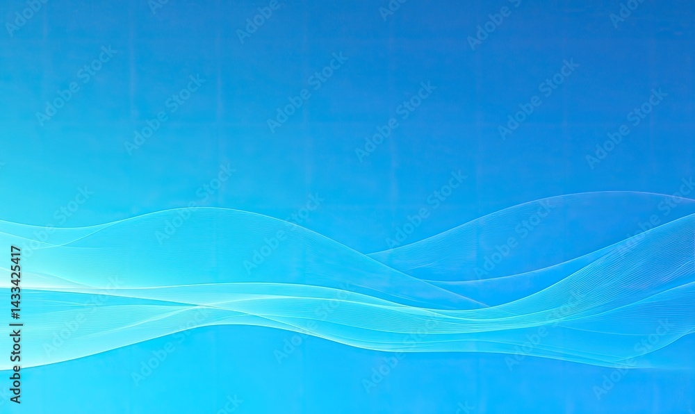 Poster abstract cyan gradient background with curved white light streaks design element