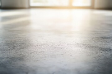 Polished concrete floor reflecting light in modern interior.