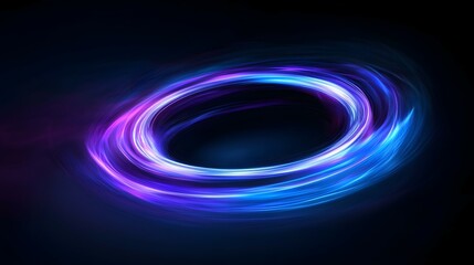 Neon Glowing Background with Illuminated Circular Ring 3D