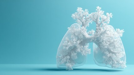 Lungs integrate with tree branches, visualizing respiratory system connection to nature, pulmonary health importance.