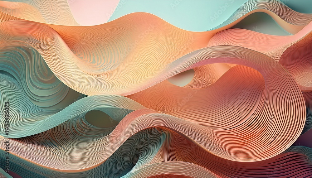 Poster dynamic flowing waves abstract digital art multicolored background creative environment artistic per