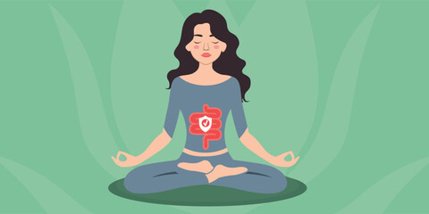 Yoga for digestive wellness and internal health in serene green setting