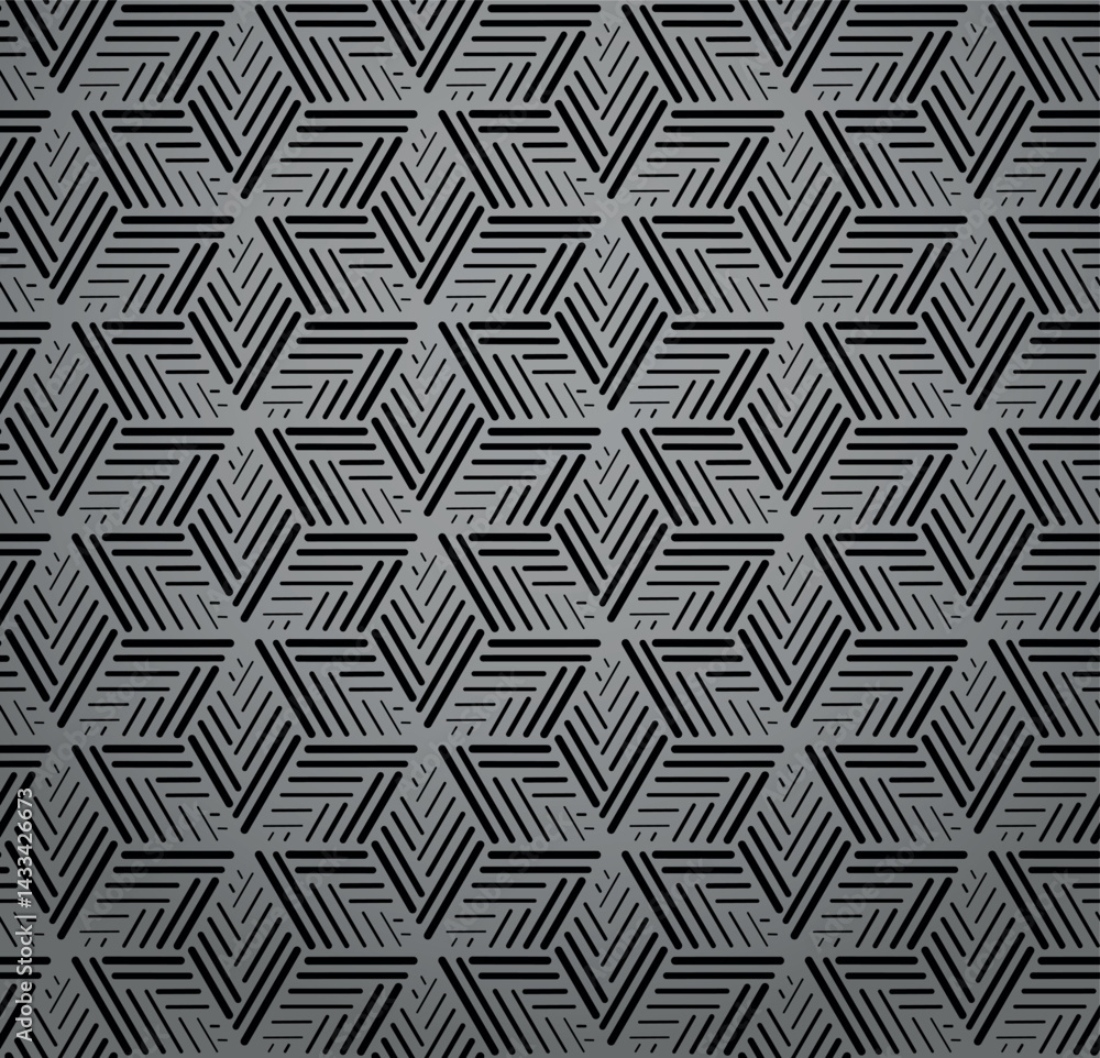Poster Abstract geometric pattern. A seamless vector background. Gray and black ornament. Graphic modern pattern. Simple lattice graphic design