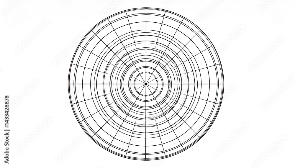 Poster dynamic circular patterns digital design abstract art virtual space high angle geometry and form in 