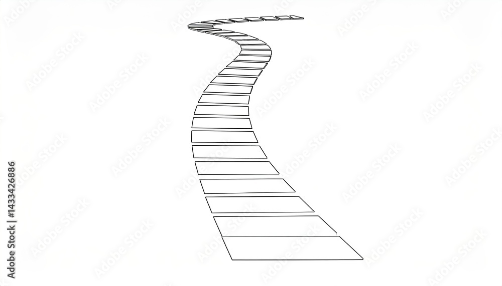 Poster curved path illustration abstract design digital art minimalist style top view conceptual journey