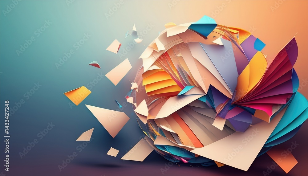 Poster dynamic art explosion digital workspace abstract design vibrant colors macro view creative concept