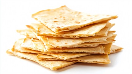 Delicious Quesadilla Slices Stacked on White Background for Food Photography