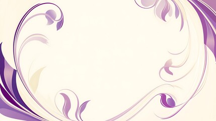Floral Frame with Purple Swirls, and Background.
