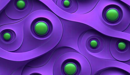 Circular Purple Abstract With Interlocking Green Sphere 3D Rendering Background