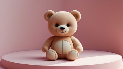Obraz premium Adorable 3D Rendered Teddy Bear Cute Plush Toy Illustration