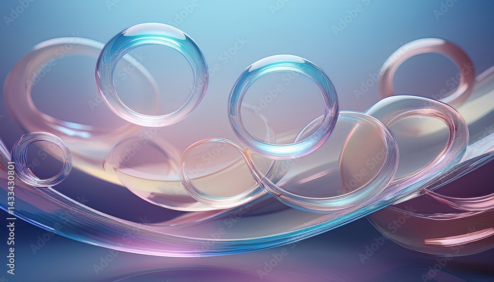 Poster floating bubbles in a serene abstract design digital art calm environment vibrant colors top view cr