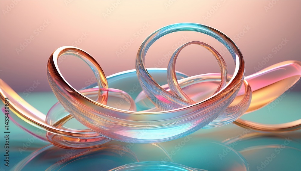 Aufkleber dynamic abstract swirls digital art modern aesthetic studio setting close-up perspective innovative 