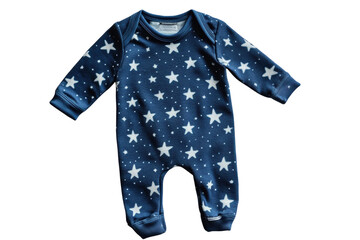 Adorable baby s blue star onesie perfect for sweet dreams against a black background Soft fabric comfy on transparent background