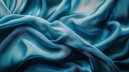 Fototapeta premium Floating Blue Fabric with Soft Light Reflections