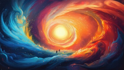 Cosmic voyage artistic rendering digital art surreal environment vivid color palette