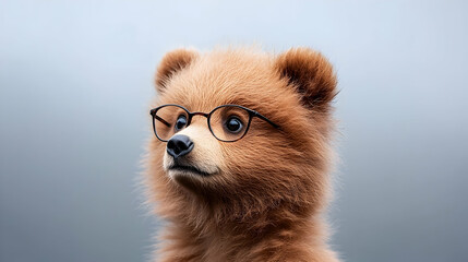 Obraz premium Adorable Brown Bear Cub Wearing Glasses