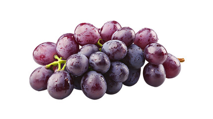 Fresh Ripe Juicy Purple Grape Cluster on White Background