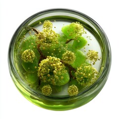Green Botanical Arrangement in Glass Dish with Natural Elements