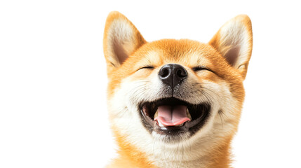 Fototapeta premium Happy Shizu Dog Smiling Isolated on White Background Stock Photo