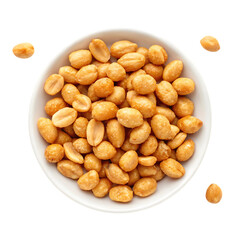 Fototapeta premium Roasted peanuts in a bowl, overhead shot.