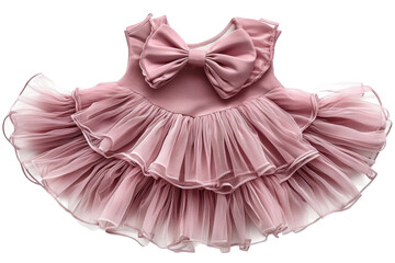 Adorable dusty rose tutu dress perfect for a special occasion features a large satin bow and layered on transparent background