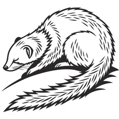 Obraz premium Minimalistic Black and White Mongoose Silhouette, Wildlife Outline, Animal Art