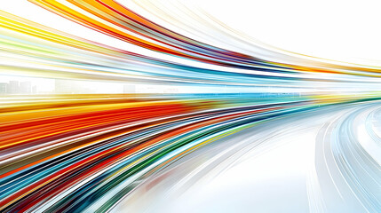 Abstract colorful speed lines, futuristic highway, city background.  Ideal for technology or transportation themes