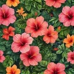 Obraz premium red and white flowers, seamless pattern with red flowers, seamless pattern with red and white flowers