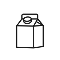 Milk, juice, cream, yogurt carton box packaging in line style. Editable stroke. For nutrition labels, mobile apps, web, branding. Vector illustration isolated on white background. Disposable pack