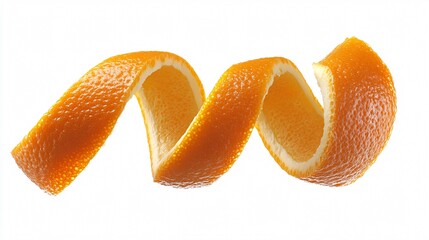Vibrant Orange Spiral Peel Twist on White Background