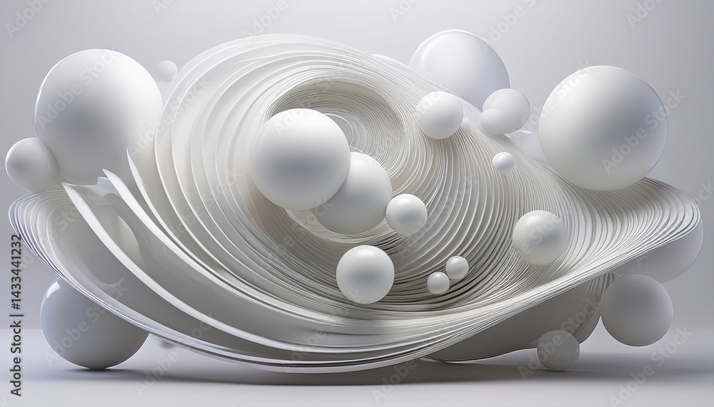 Aufkleber dynamic abstract composition studio setting 3d art minimalist environment aerial view creative conce