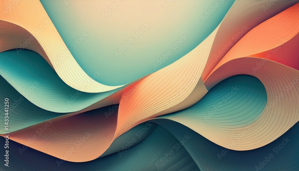 Poster dynamic waves of colorful abstract design digital art vibrant composition studio environment close-u