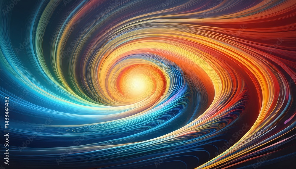 Poster dynamic vortex motion abstract universe digital artwork colorful waves close-up perspective energy a
