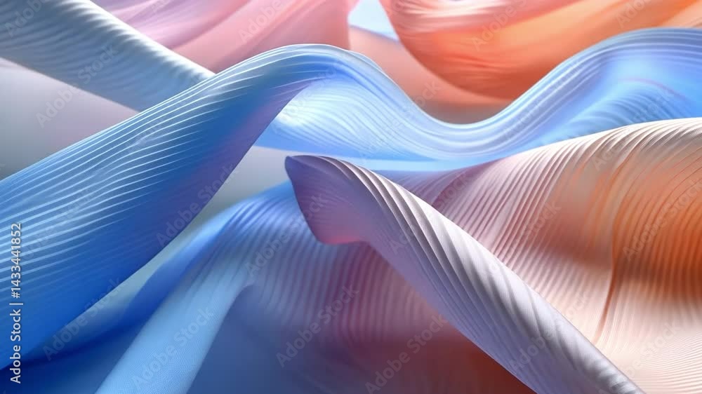 Poster elegant soft fabric waves dynamic pastel colors and flowing textures create serene atmosphere of tra
