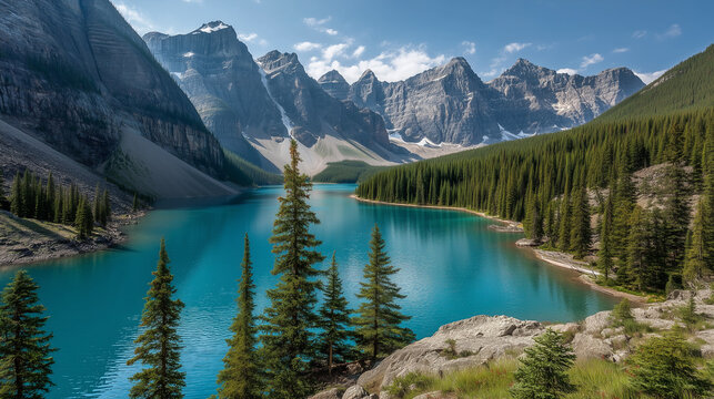 Beautiful mountain lake in the Swiss Alps - very romantic