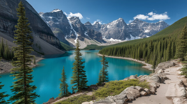 Beautiful mountain lake in the Swiss Alps - very romantic