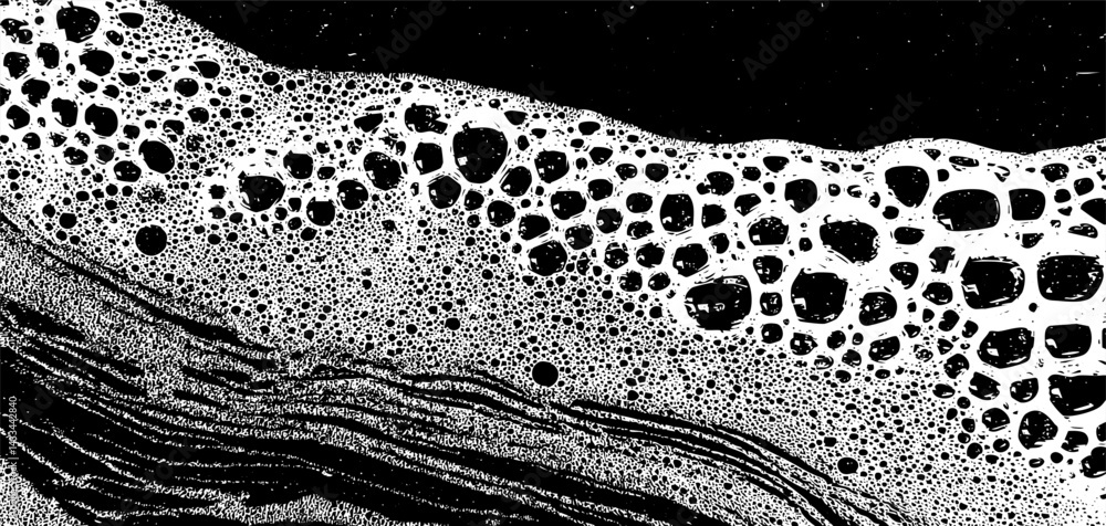 Leinwandbilder textured surface featuring intricate patterns of bubbles and waves against a dark backdrop