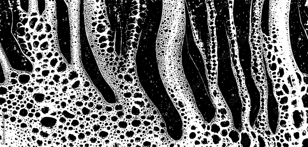 Poster Foam texture overlay featuring intricate patterns in black and white against a smooth surface