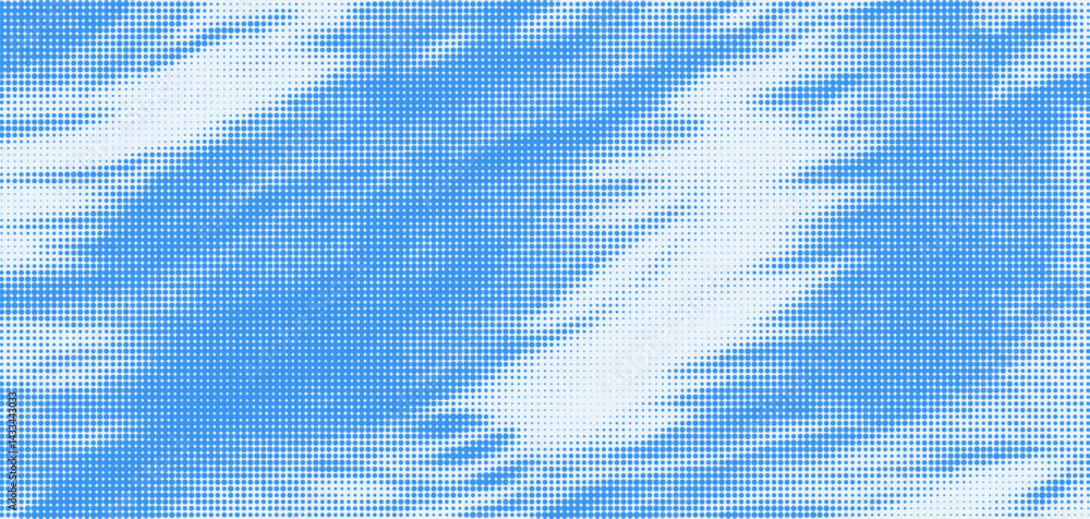 Aufkleber Halftone overlay texture creates a moire effect with a blue and white pattern for design projects and artistic backgrounds